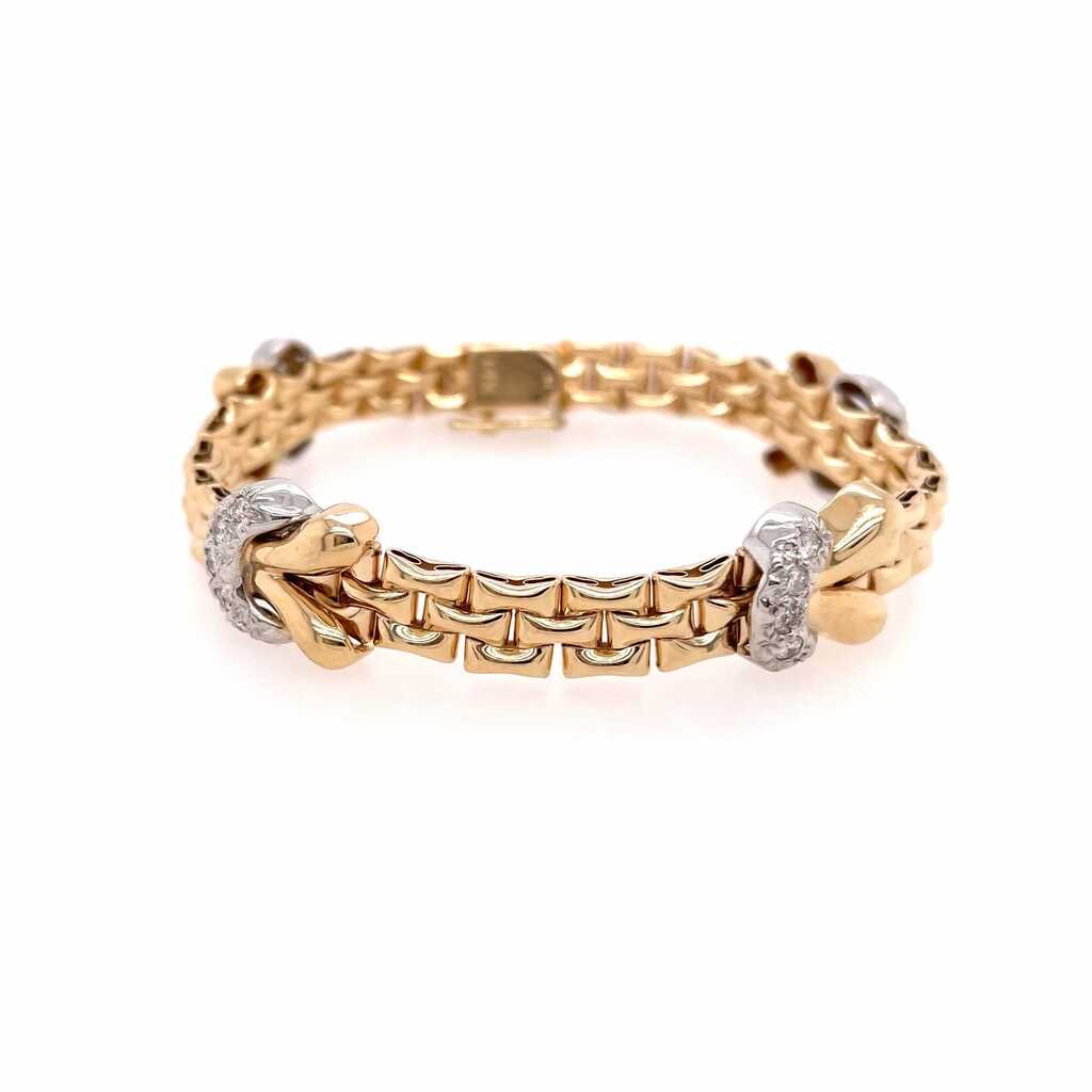 Gold Diamond Half Moon Link Bracelet