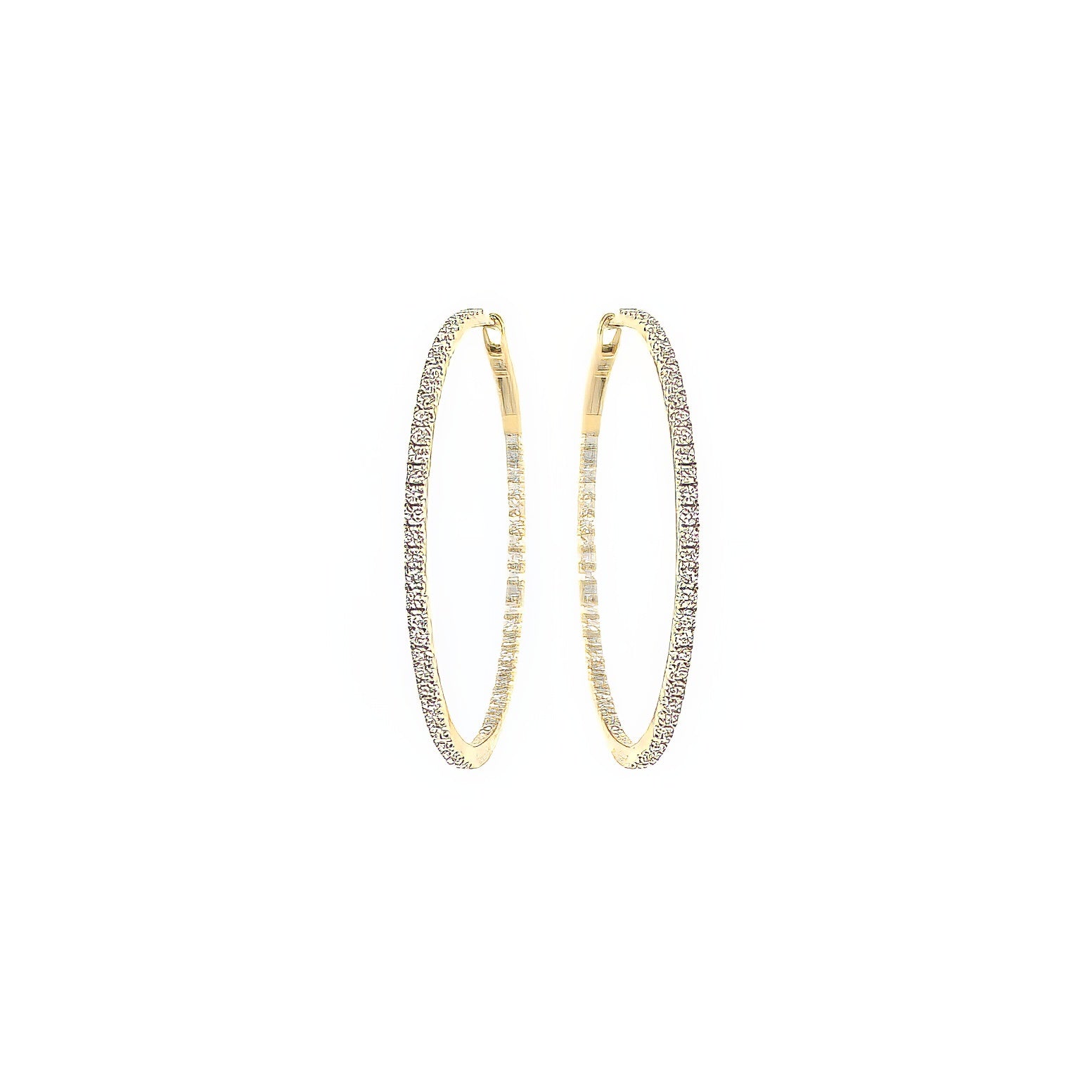 Large Gold Diamond In and Out Hoop Earrings