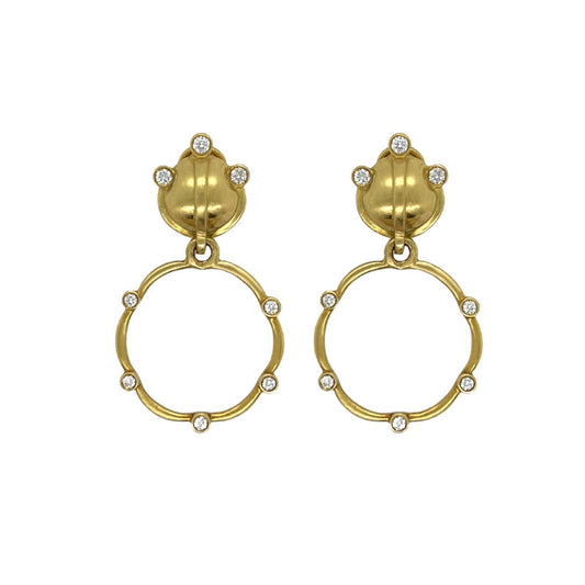 Elizabeth Rand Matte Gold Diamond Hoop Earrings