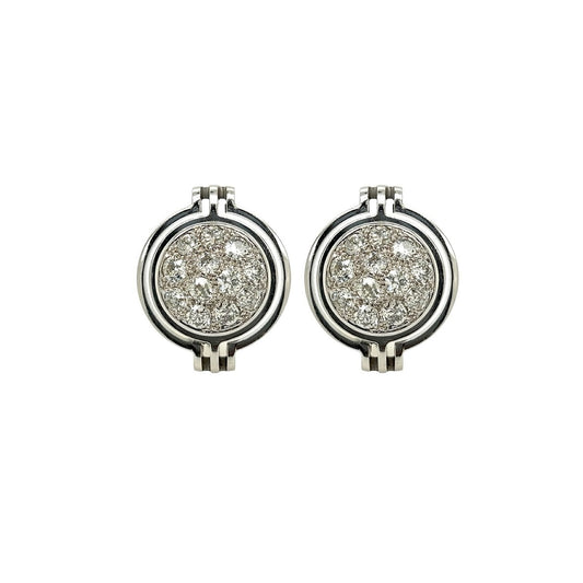 Platinum Diamond Button Earrings