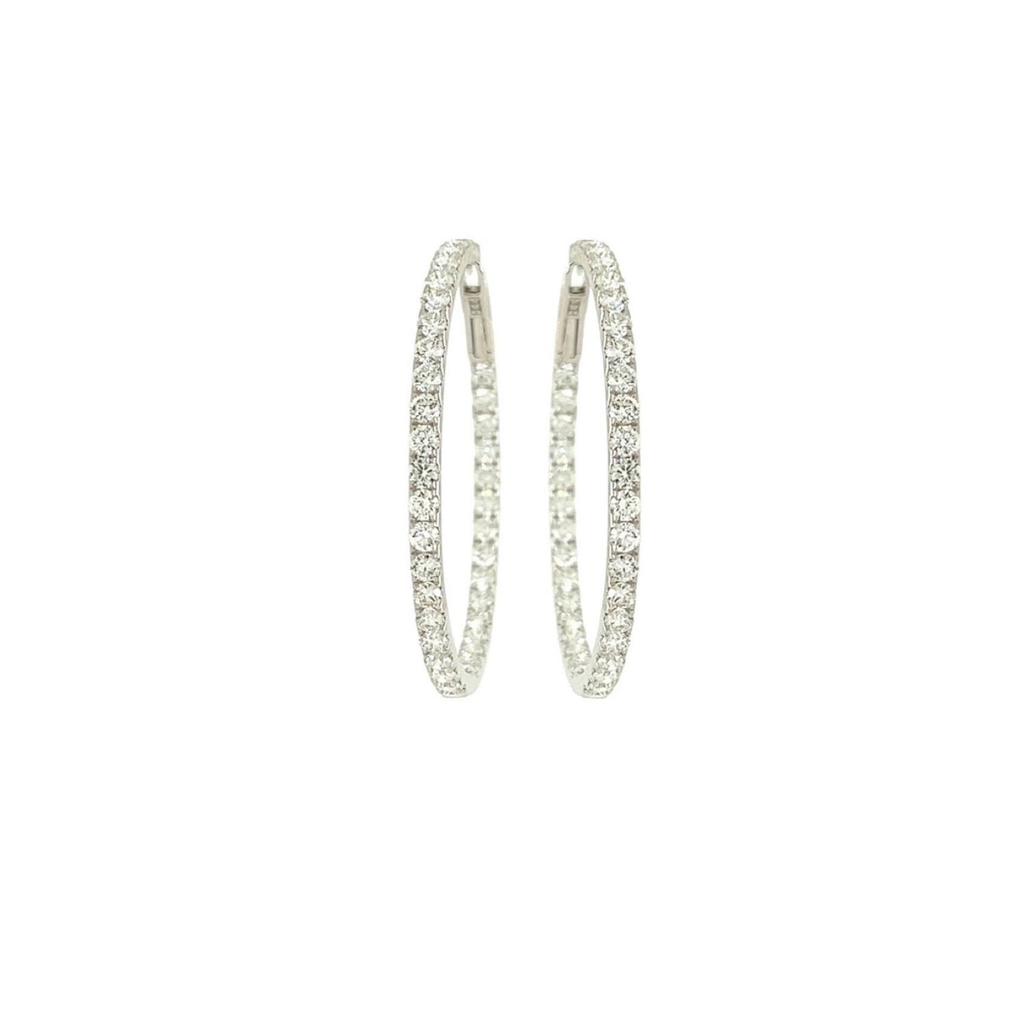 Large White Gold Diamond Hoop Earrings