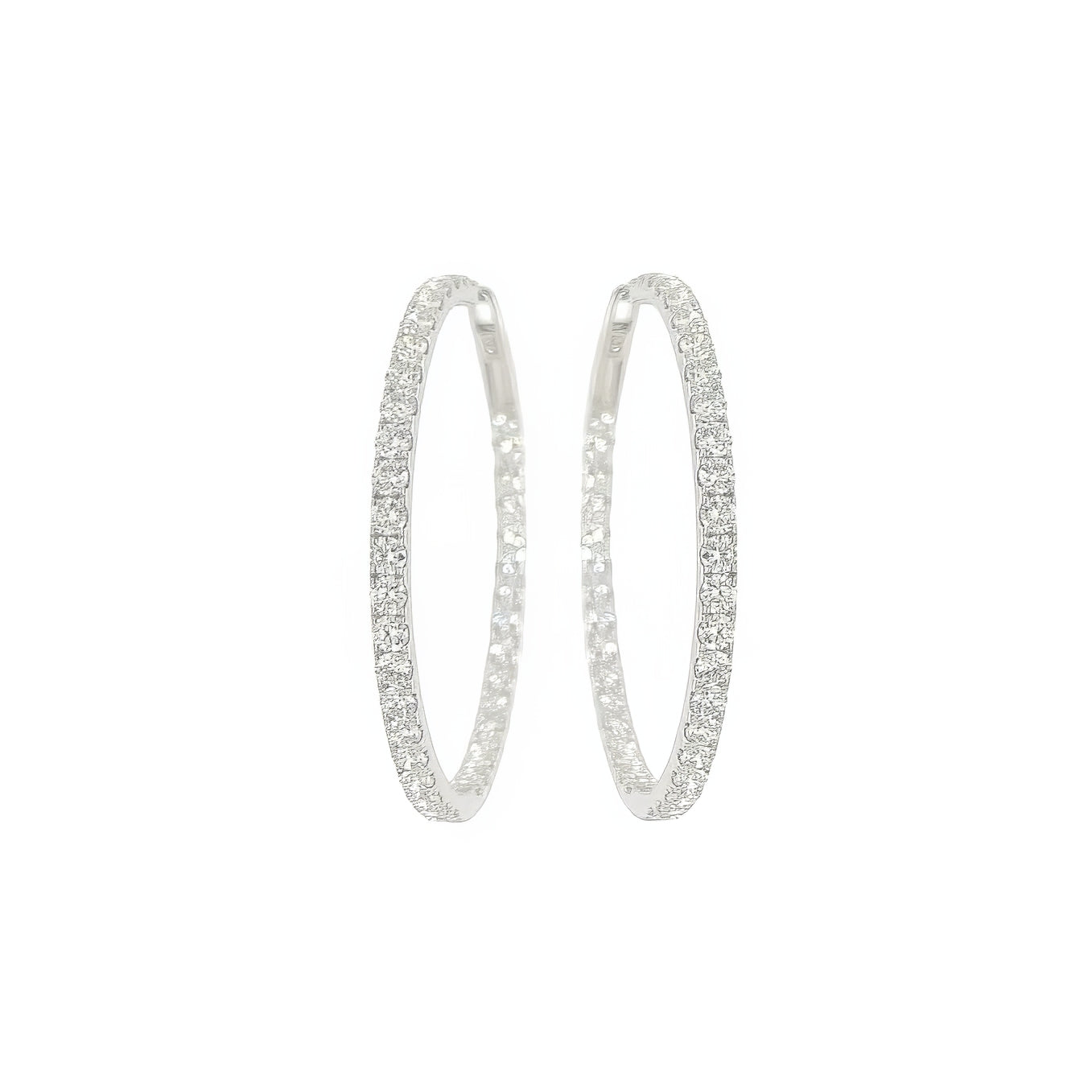 Large Gold Diamond In and Out Hoop Earrings