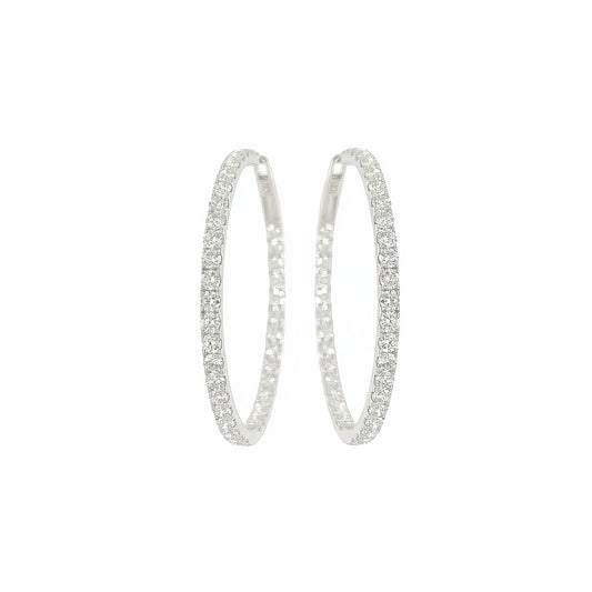 Large Gold Diamond In and Out Hoop Earrings