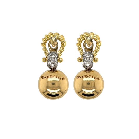 Gold Diamond Ball Chain Drop Earrings