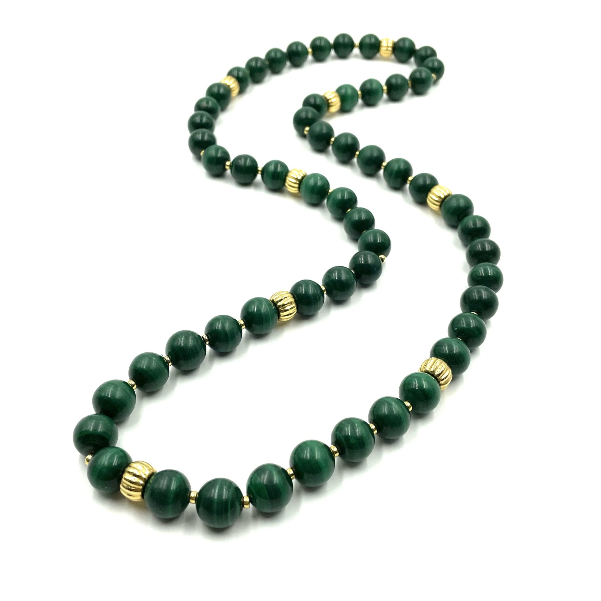 Gold Malachite Bead Necklace