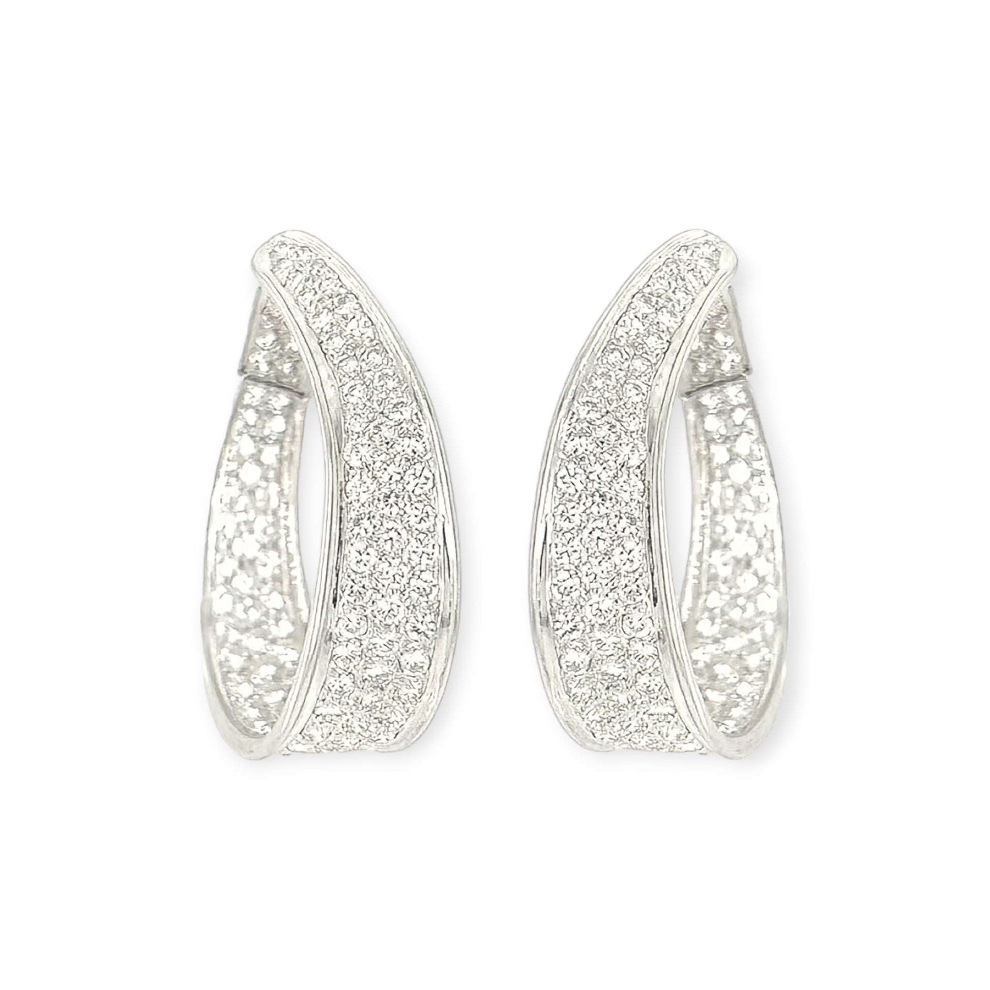 Large "In and Out" White Gold Diamond Earrings