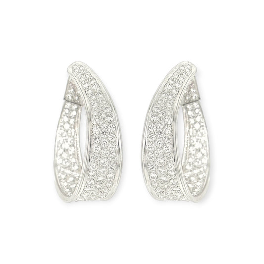 Large "In and Out" White Gold Diamond Earrings