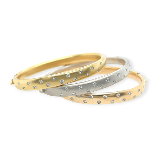 Set of Three Gold Diamond Bracelets