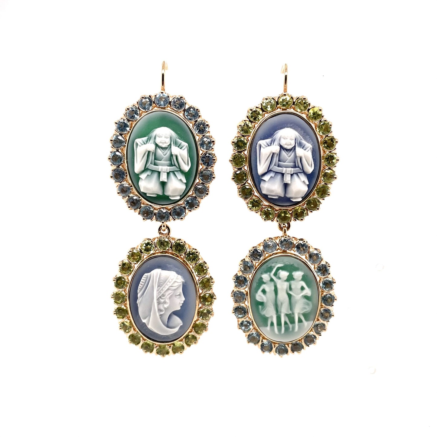 Cameo Topaz Peridot Earrings