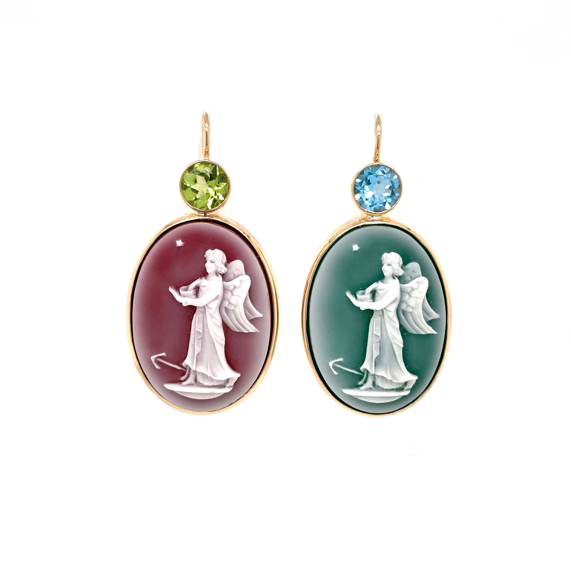 Angel Cameo Topaz Peridot Earrings