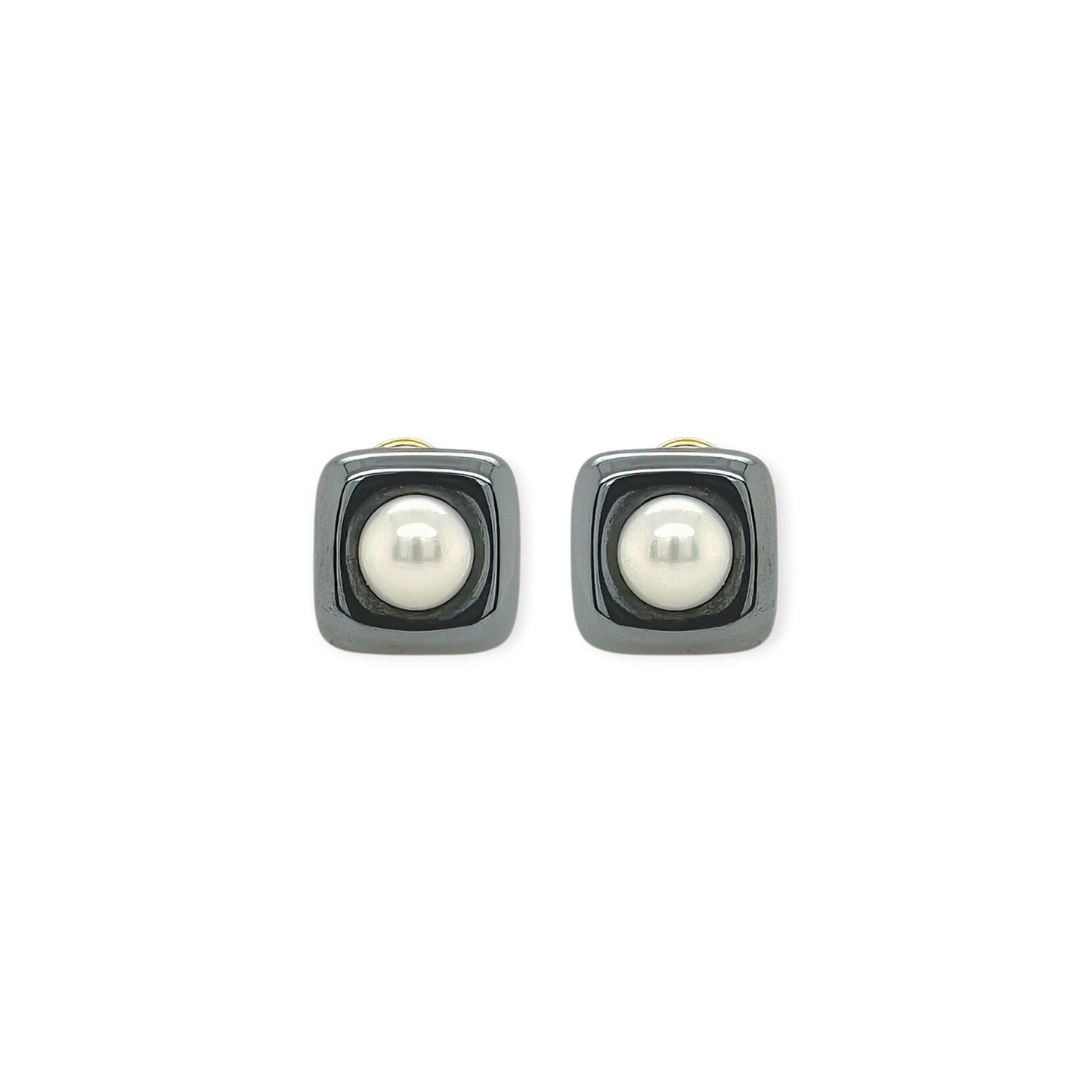 Angela Cummings Square Hematite Pearl Earrings