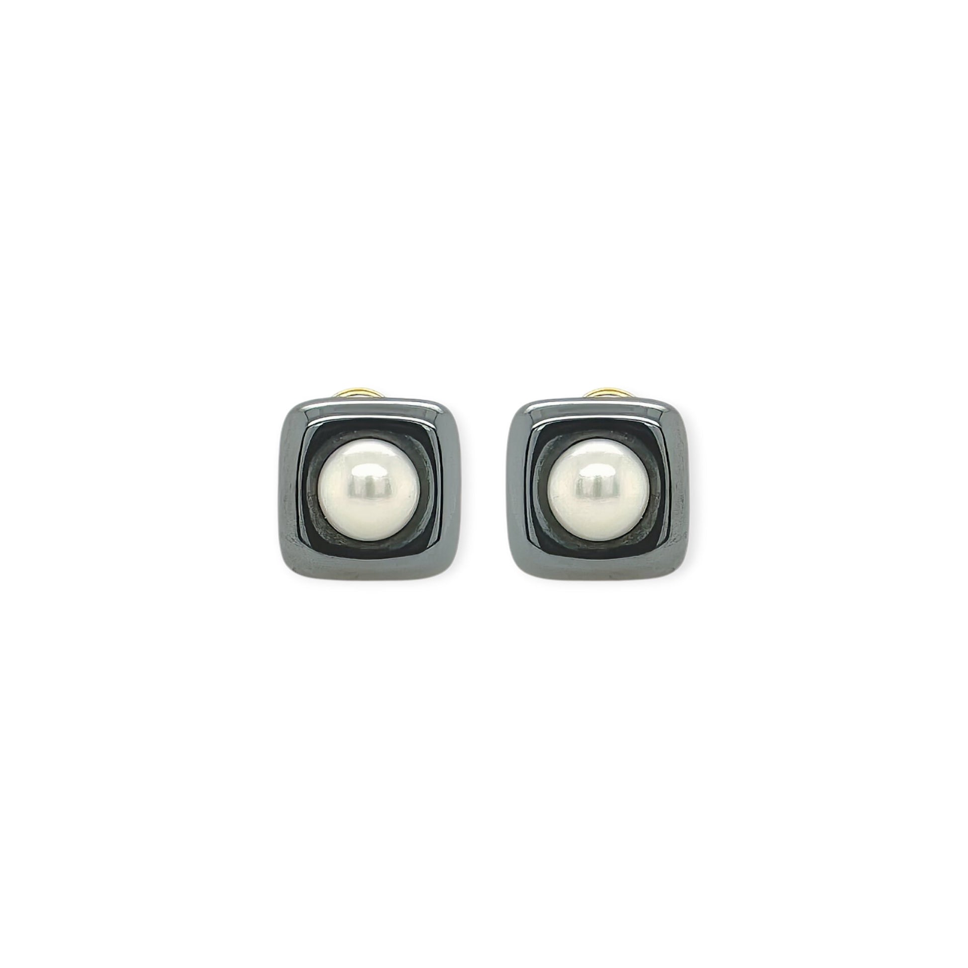 Angela Cummings Square Hematite Pearl Earrings