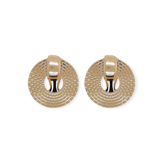 1940s Textured Gold Open Disc Earrings