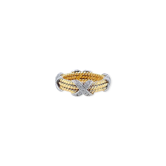 Tiffany Schlumberger Rope Three Row X Gold Diamond Ring