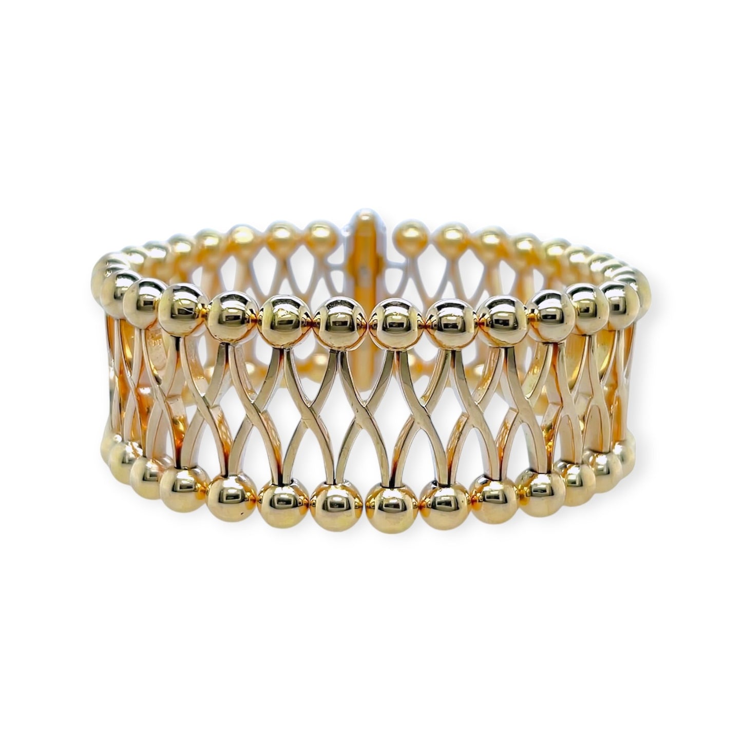 Gold Stylized Beaded X Bracelet