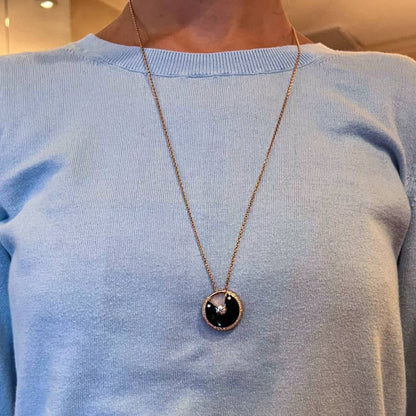 Cartier Amulette Black Onyx Diamond Pendant Necklace