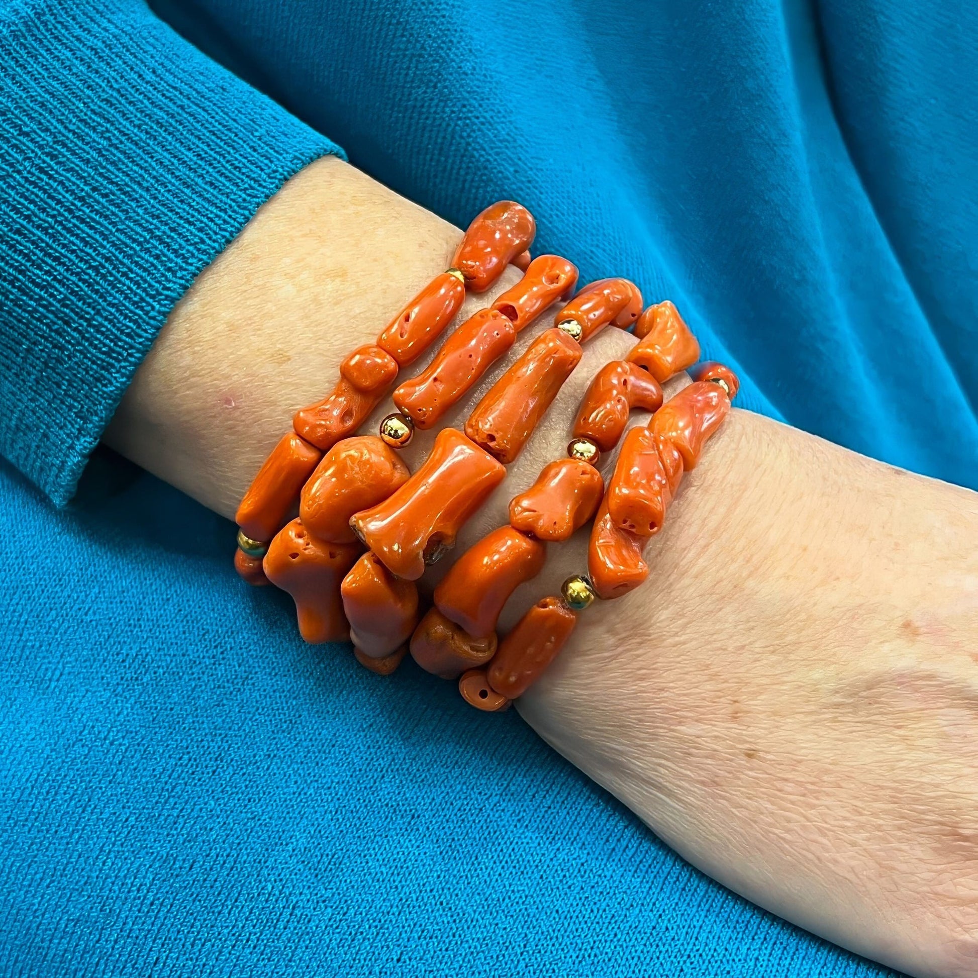 Set of Five Branch Coral Bracelets