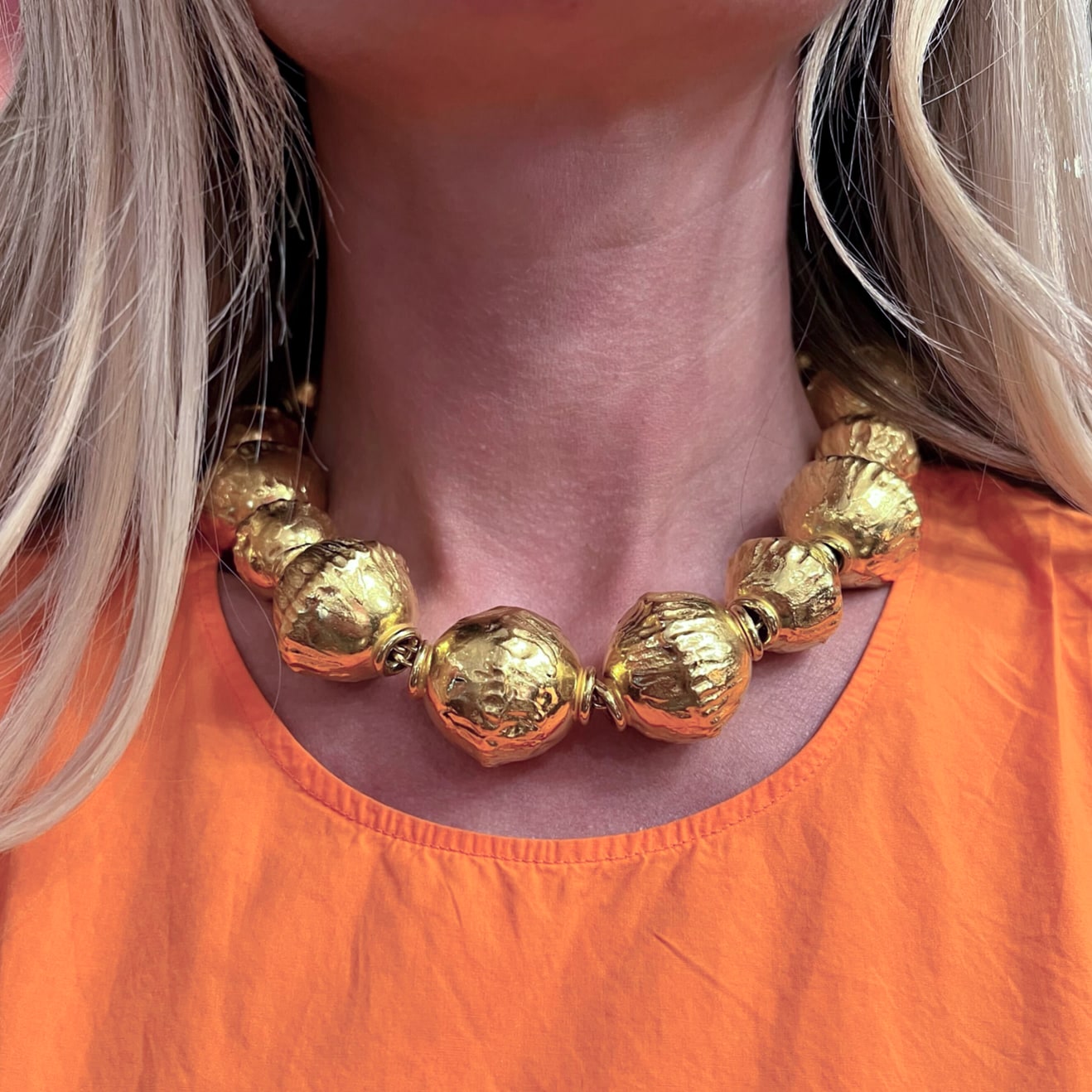 Jean Mahie Bold Gold Bead Necklace