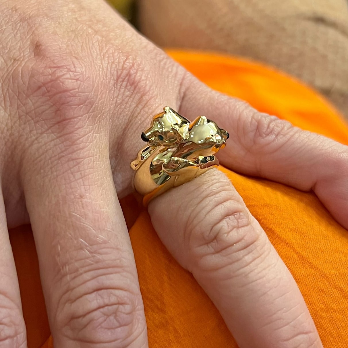 Cartier Panthere Gold Emerald Black Onyx Ring