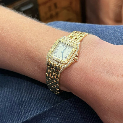 Cartier Panthere Small Gold Diamond Watch