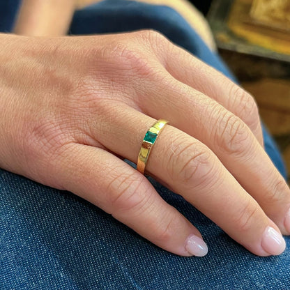 Square Cut Emerald Gold Ring