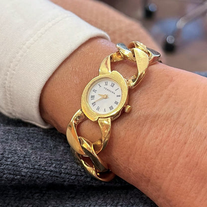 Verdura Gold Curb Link Bracelet Watch