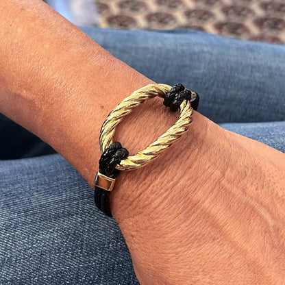 Gold Black Cord Ropework Bracelet