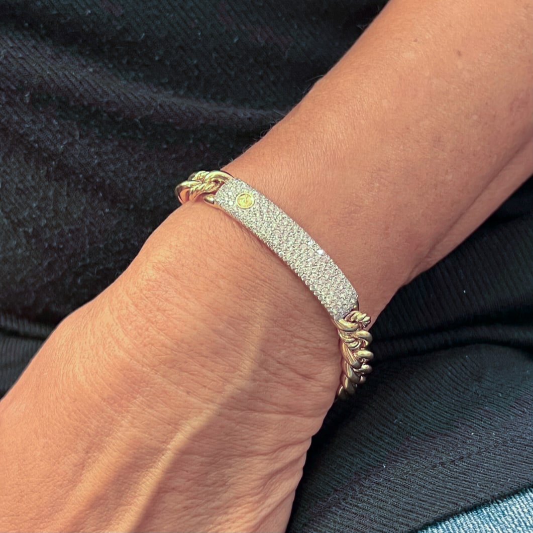 David Yurman Belmont Gold Diamond ID Bracelet