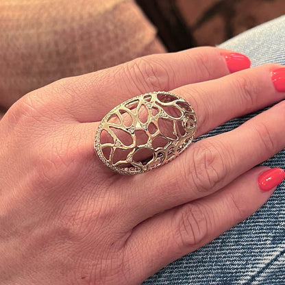 Gold Diamond Openwork Web Ring
