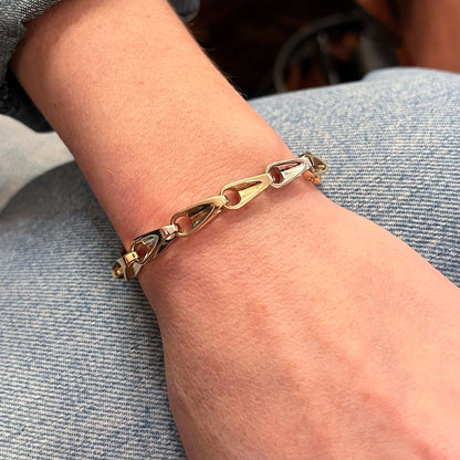 Two Color Gold Bicycle Chain Link Bracelet