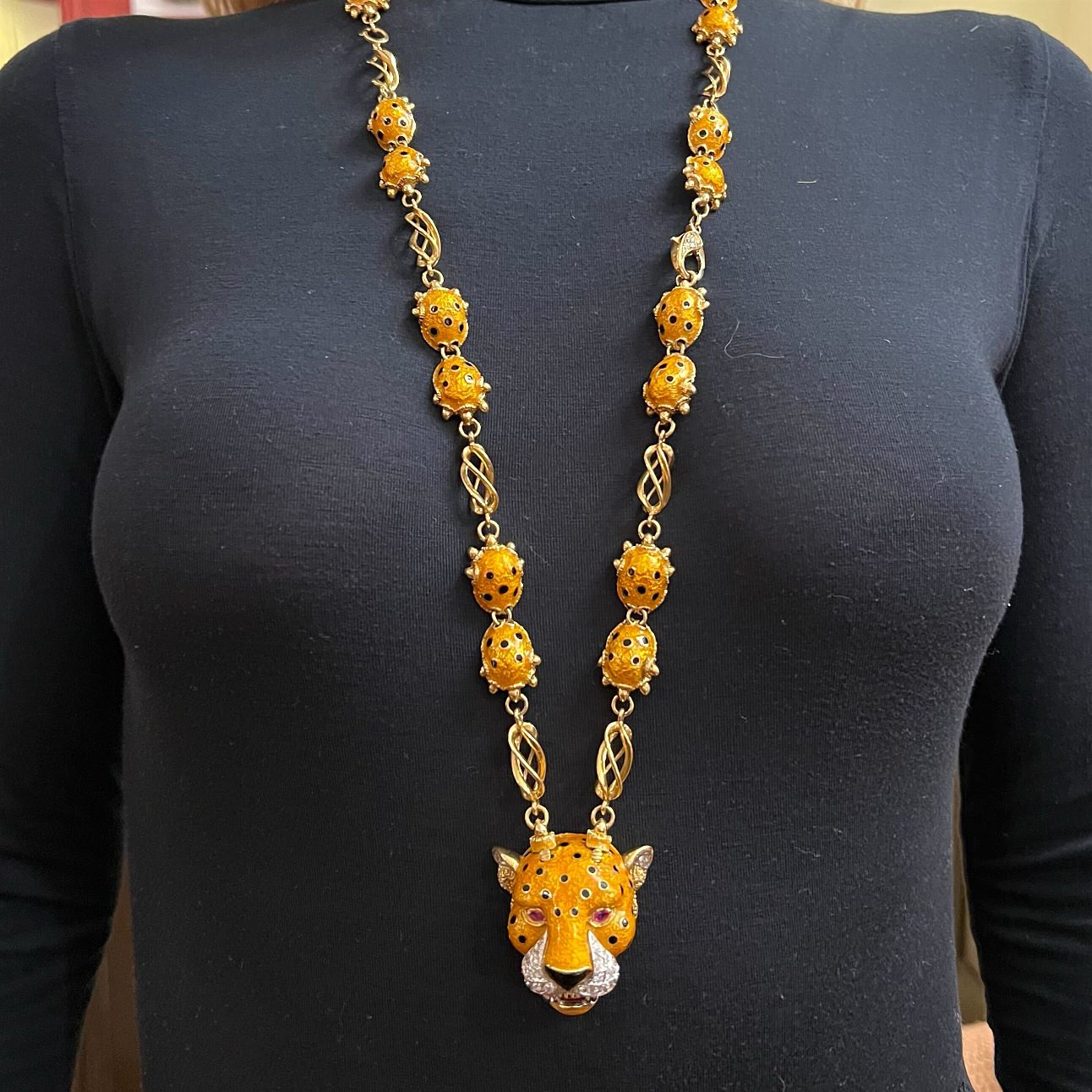 Frascarolo Leopard Head Convertible Pendant Necklace