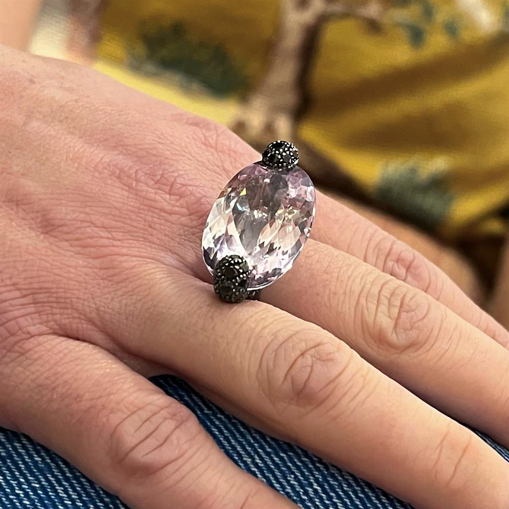 Giorgio Armani Kunzite Black Diamond Ring