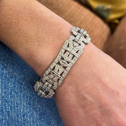 Art Deco Geometric Platinum Diamond Bracelet