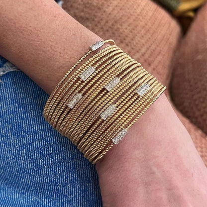 Wide Gold Diamond Twisted Band Bracelet
