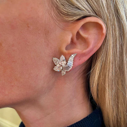 Harry Winston Platinum Diamond Cluster Earrings