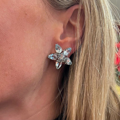 Mish Aquamarine Star White Gold Earrings