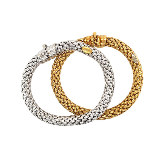 Fope Pair Yellow White Gold Flexible Bracelets