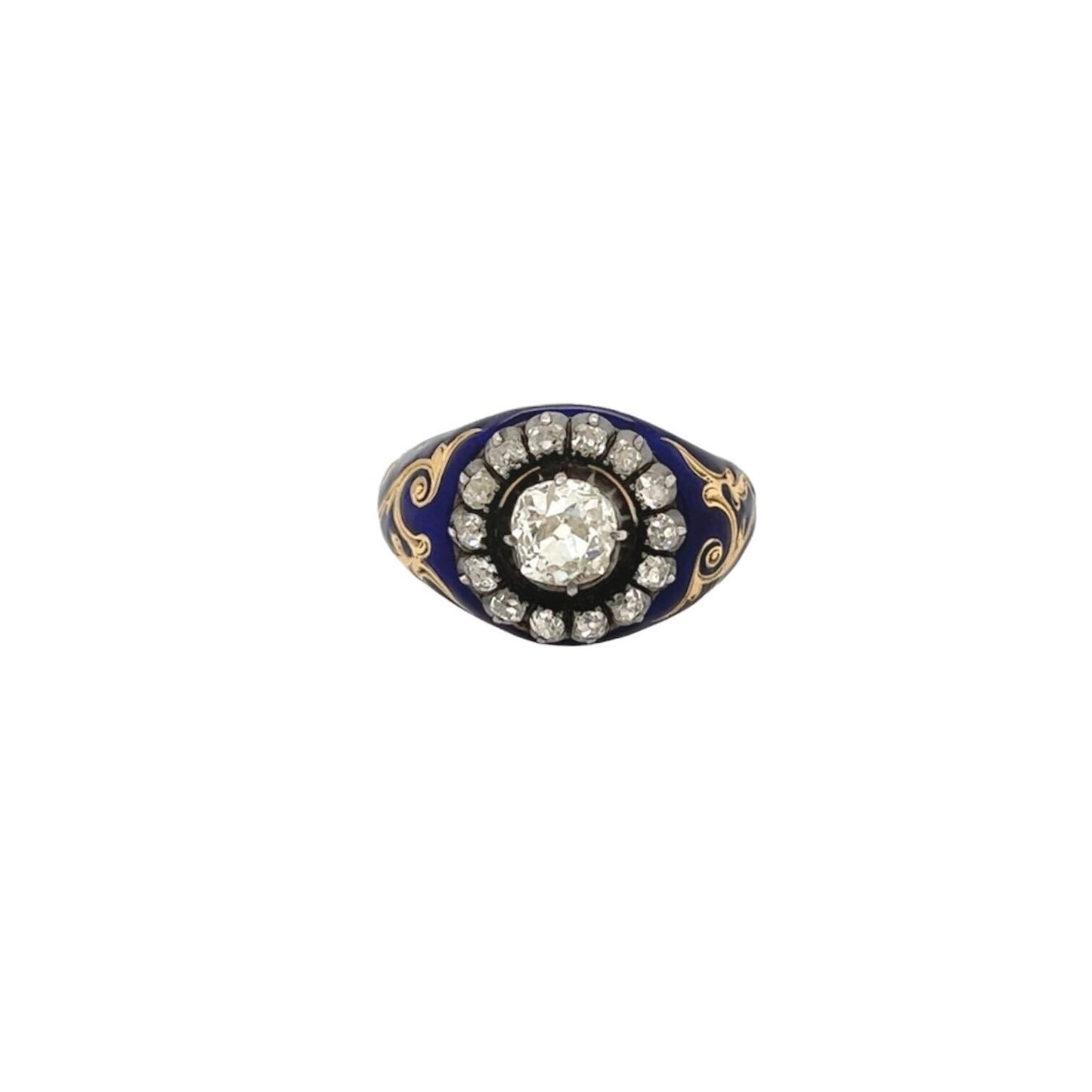 Antique Russian Enamel Diamond 2.98 Carats Ring