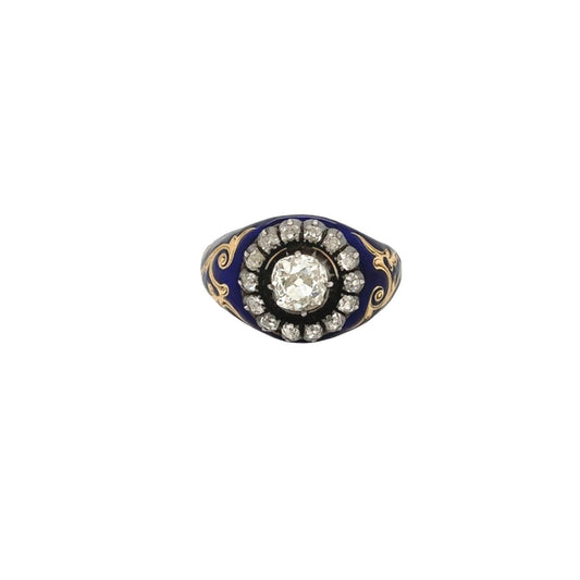 Antique Russian Enamel Diamond 2.98 Carats Ring