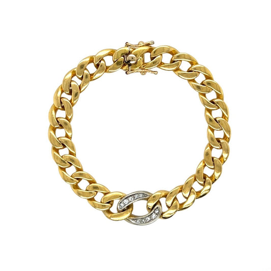 Two Tone Gold Diamond Curb Link Bracelet