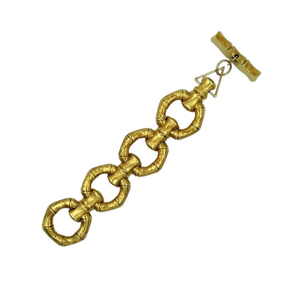 Textured Gold Bamboo Link Bracelet