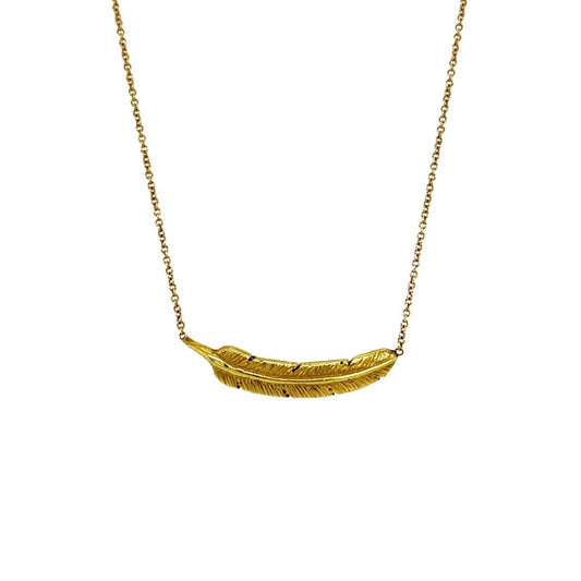 Feather Gold Pendant Necklace