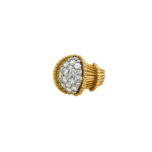 Gold Diamond Fluted Ring