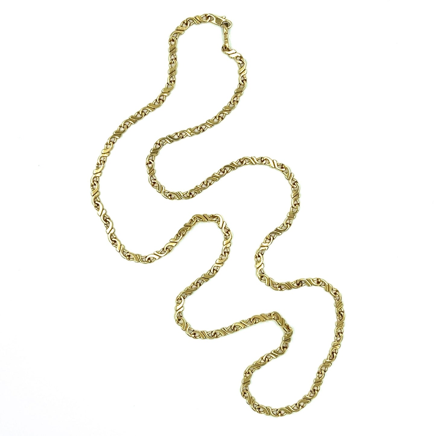 Long Flat Link Gold Necklace