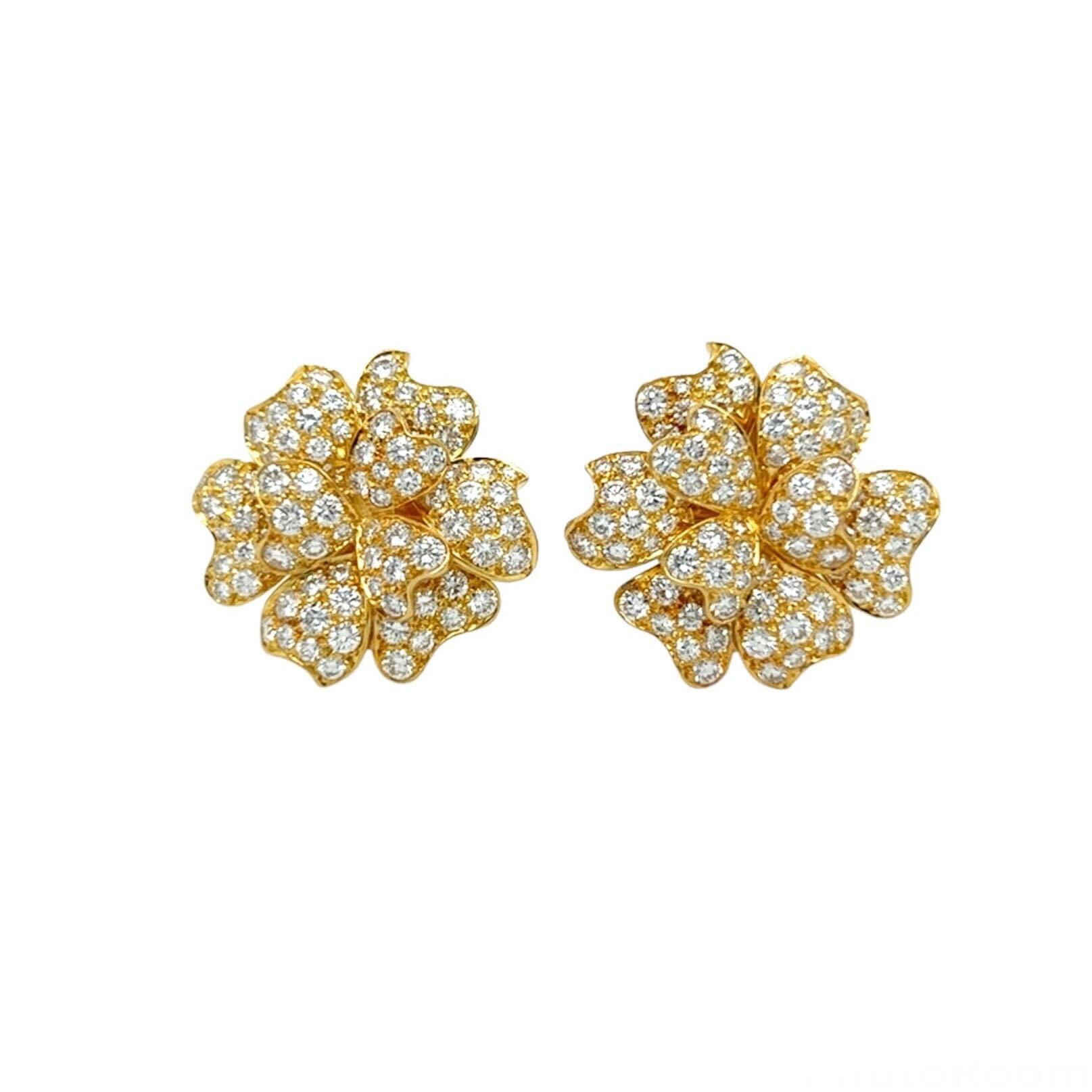 Gold Diamond Flower Earrings