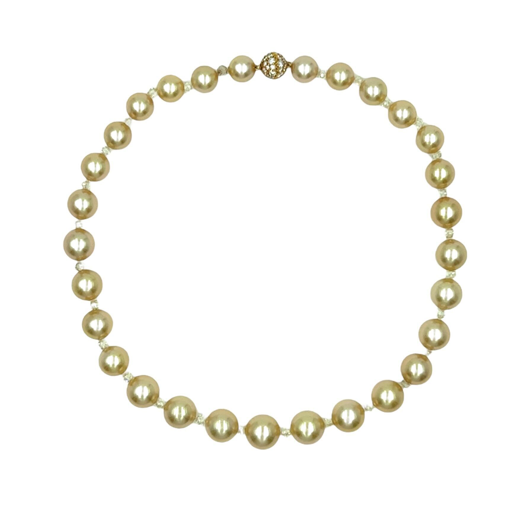 Golden South Sea Pearl Diamond Necklace