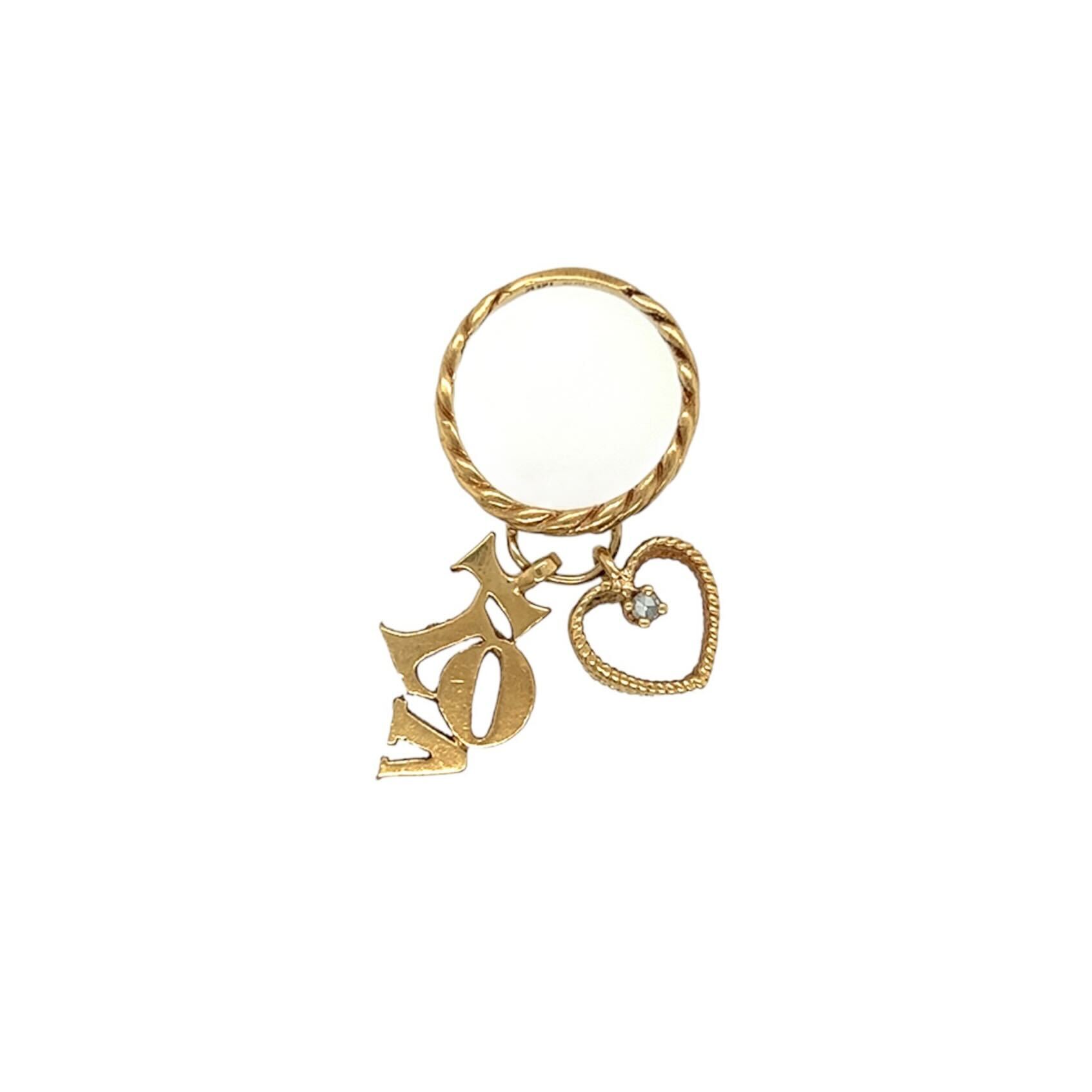 Gold Diamond "LOVE" Charm Ring