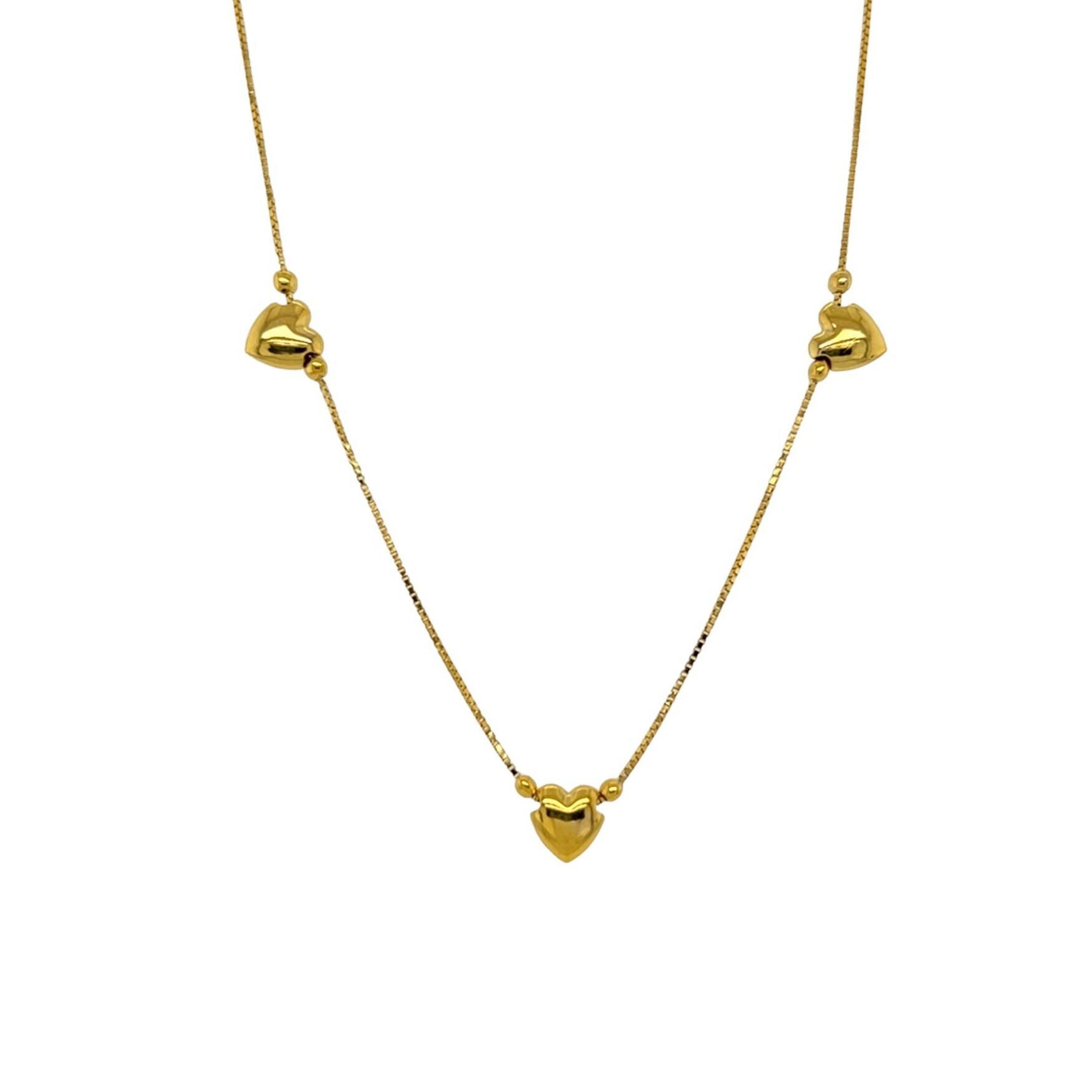 Puffed Heart Gold Chain Necklace