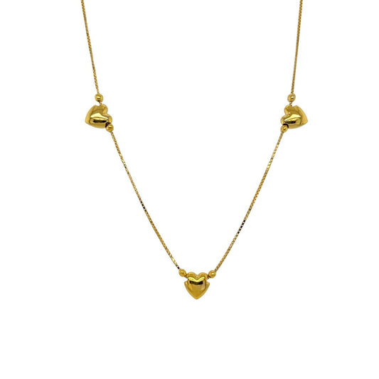 Puffed Heart Gold Chain Necklace