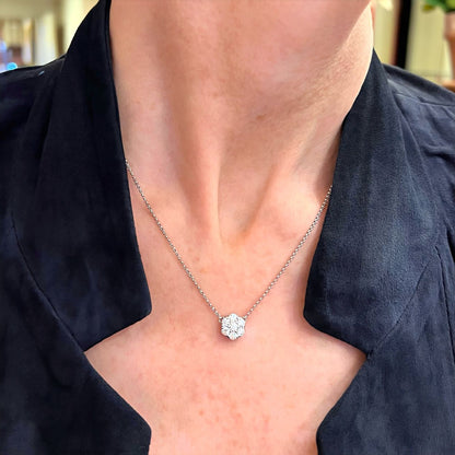 Platinum Floriform Diamond Pendant Necklace